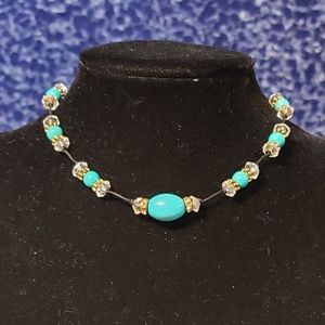 Black Hand Knotted Silk, Howlite Choker Necklace